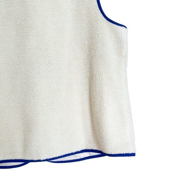 NWT Talbots Cream Sherpa Blue Trim Pocket Zip Up Vest 1X - Picture 8 of 8